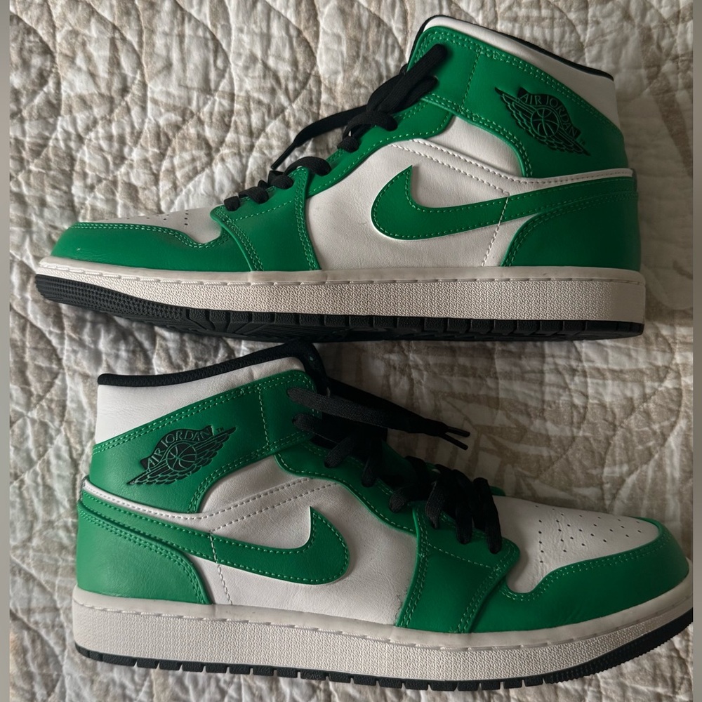 Kelly Green and White Nike Air Jordans